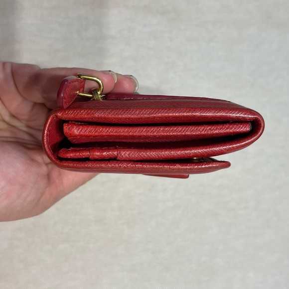 Authentic Prada Saffiano Bow Red Leather Wallet - Picture 8 of 13